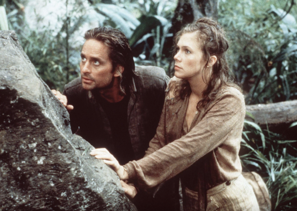 Michael Douglas and Kathleen Turner in "Romancing the Stone"
