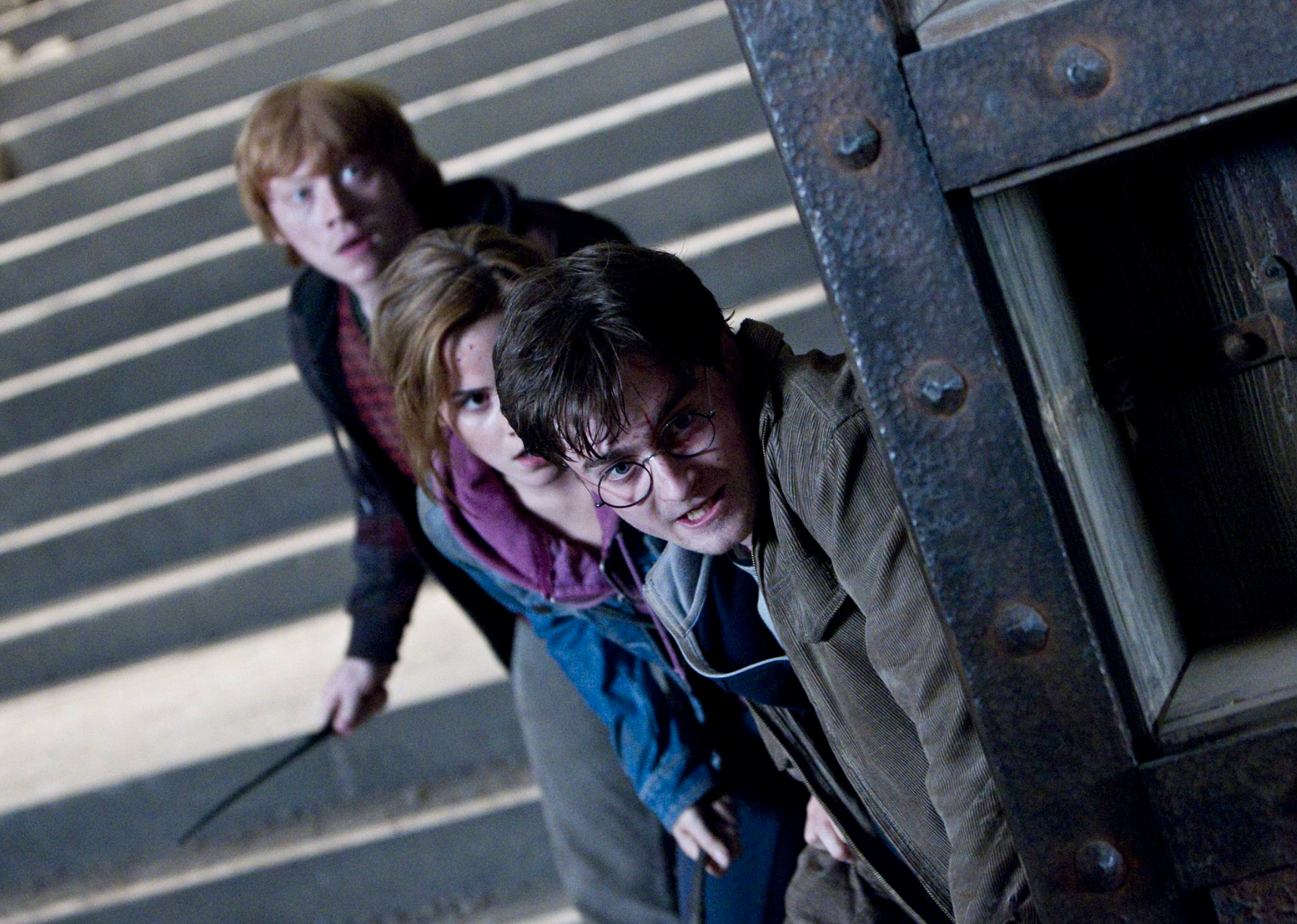 Rupert Grint, Daniel Radcliffe, and Emma Watson in 