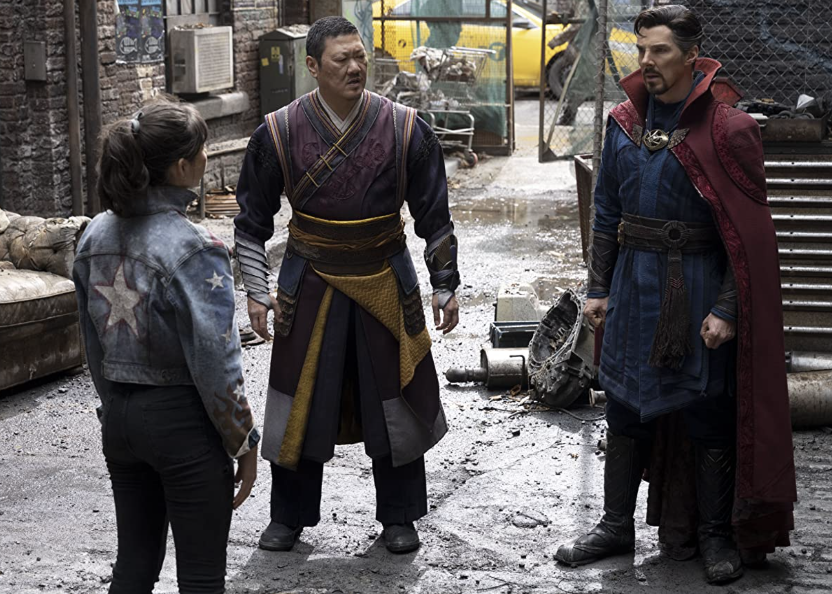 Benedict Wong, Benedict Cumberbatch, and Xochitl Gomez in "Doctor Strange in the Multiverse of Madnes"