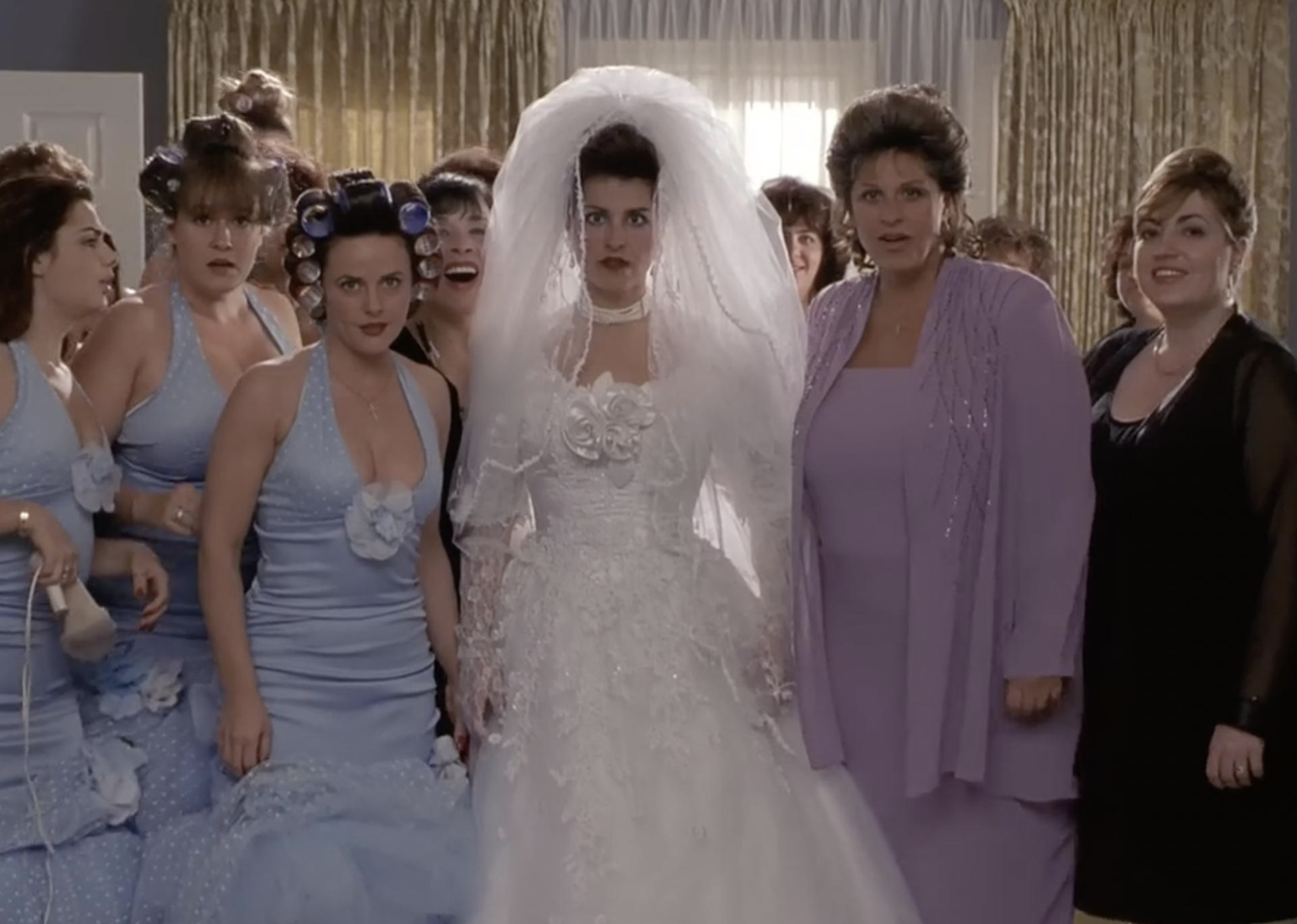 Gia Carides, Lainie Kazan, Andrea Martin, and Nia Vardalos in "My Big Fat Greek Wedding"