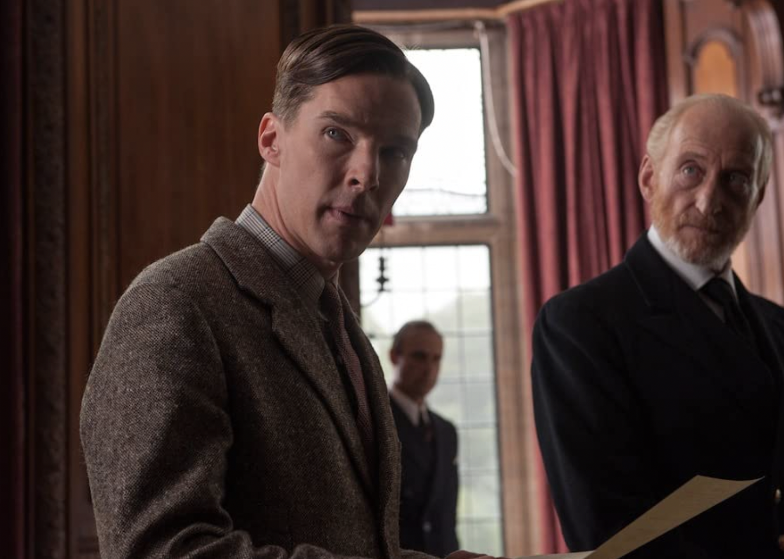 Charles Dance, Mark Strong, and Benedict Cumberbatch in "The Imitation Game"