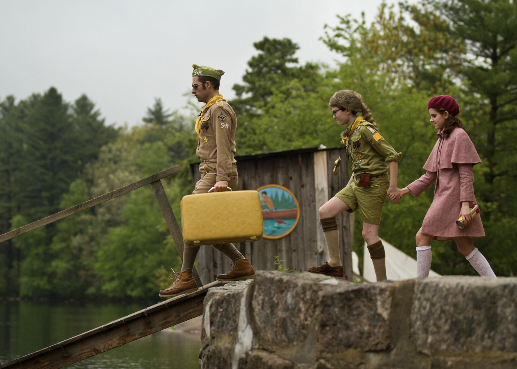 Jason Schwartzman, Jared Gilman, and Kara Hayward in "Moonrise Kingdom"