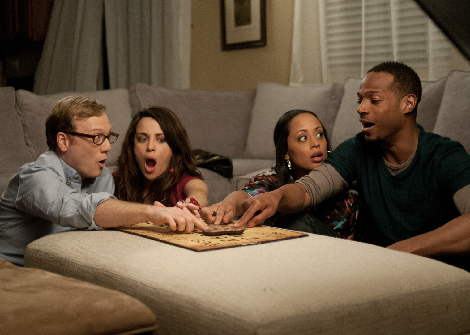 Alanna Ubach, Marlon Wayans, Essence Atkins, and Andy Daly in "A Haunted House"