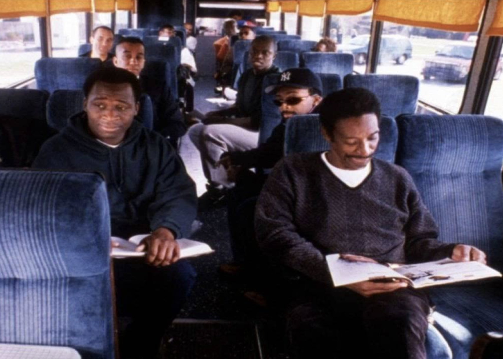 Spike Lee, Bernie Mac, Andre Braugher, Thomas Jefferson Byrd, and Steve White in "Get on the Bus"