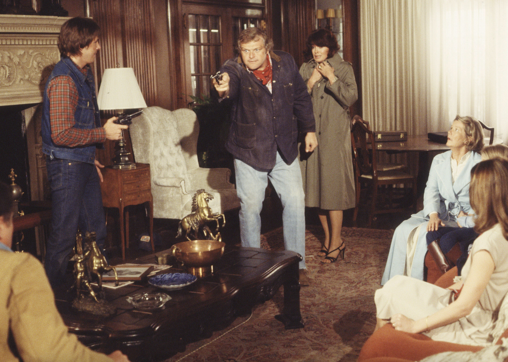 Barbara Bel Geddes, Brian Dennehy, and Linda Gray in "Dallas"