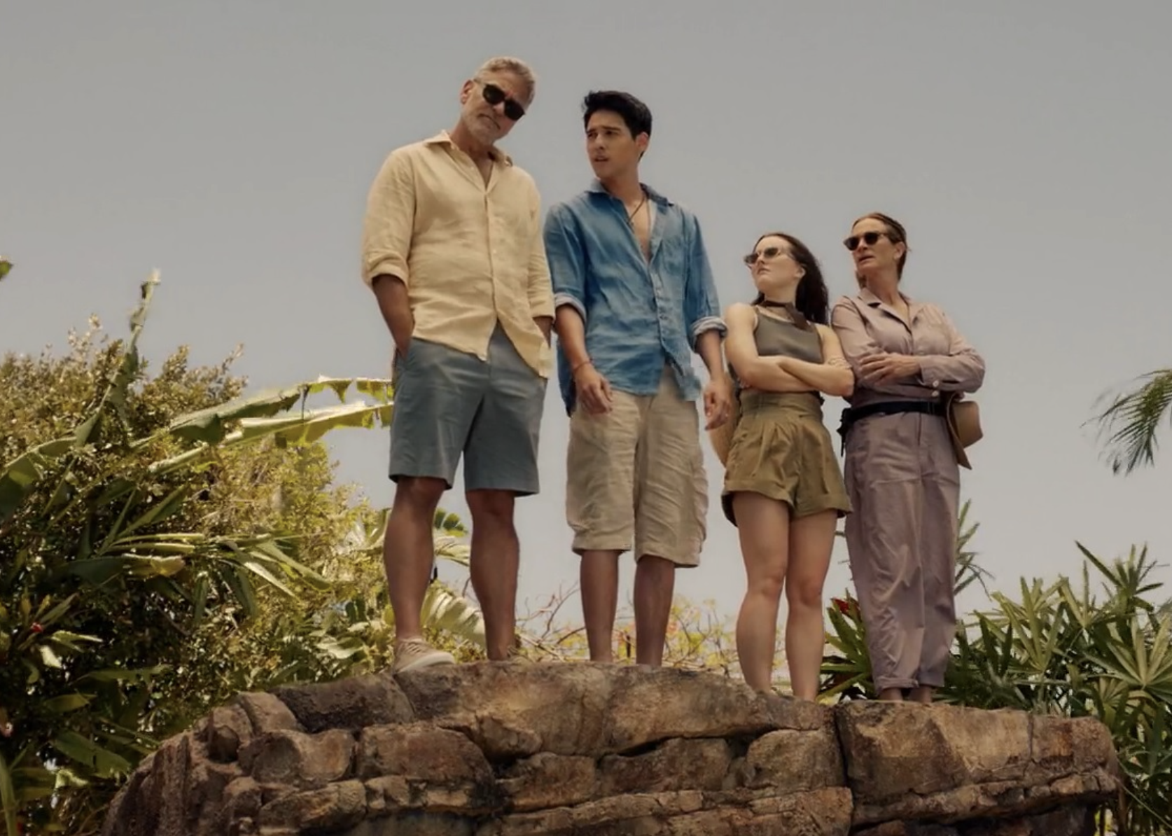 George Clooney, Julia Roberts, Kaitlyn Dever, and Maxime Bouttier in "Ticket to Paradise"