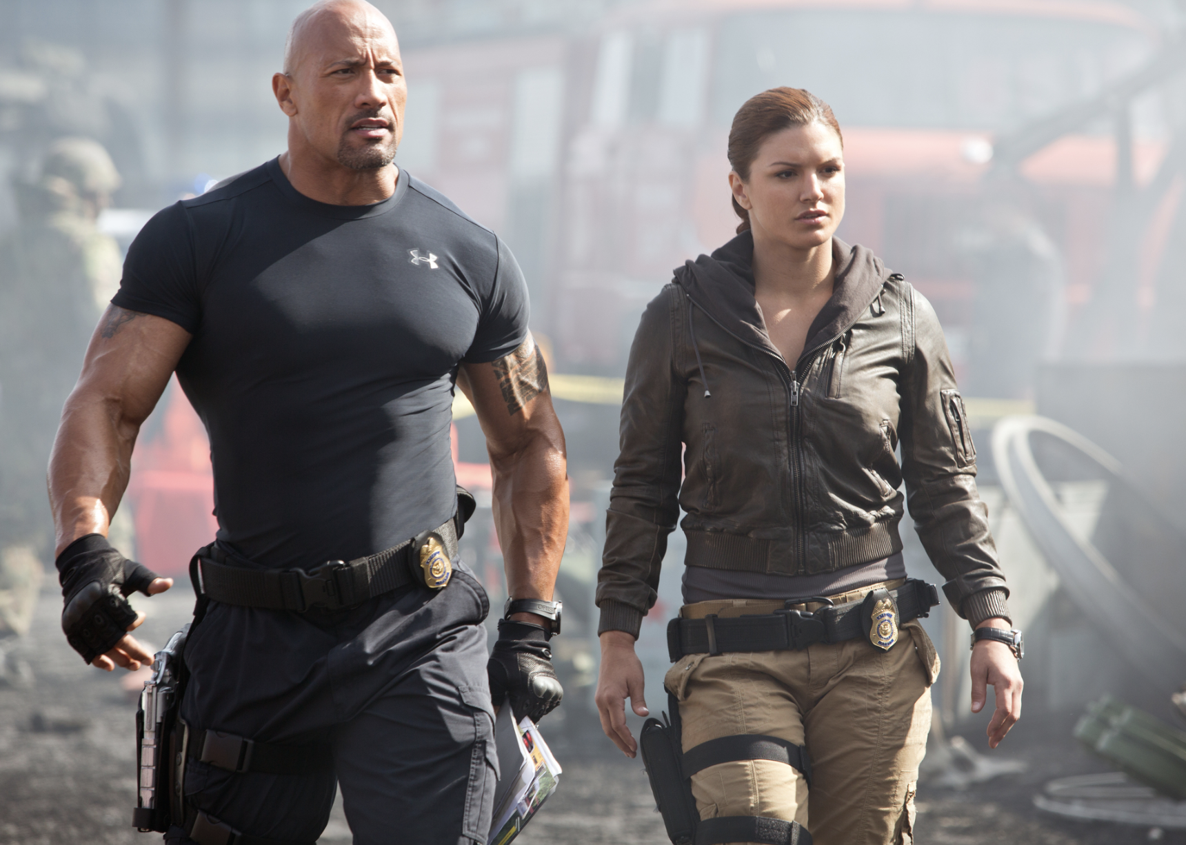 Dwayne Johnson and Gina Carano in "Fast & Furious 6"