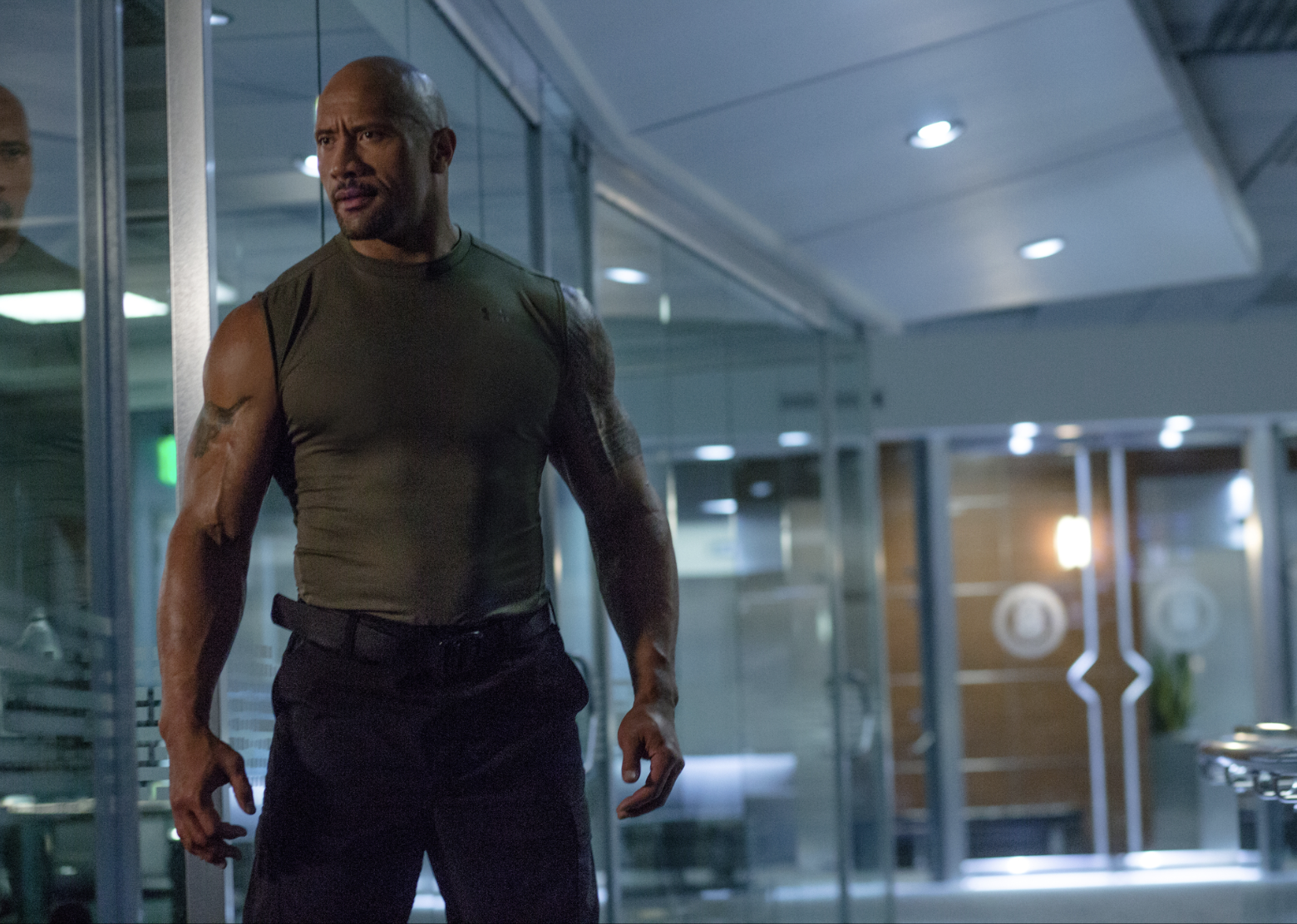 Dwayne Johnson in a scene from "Furious 7" 