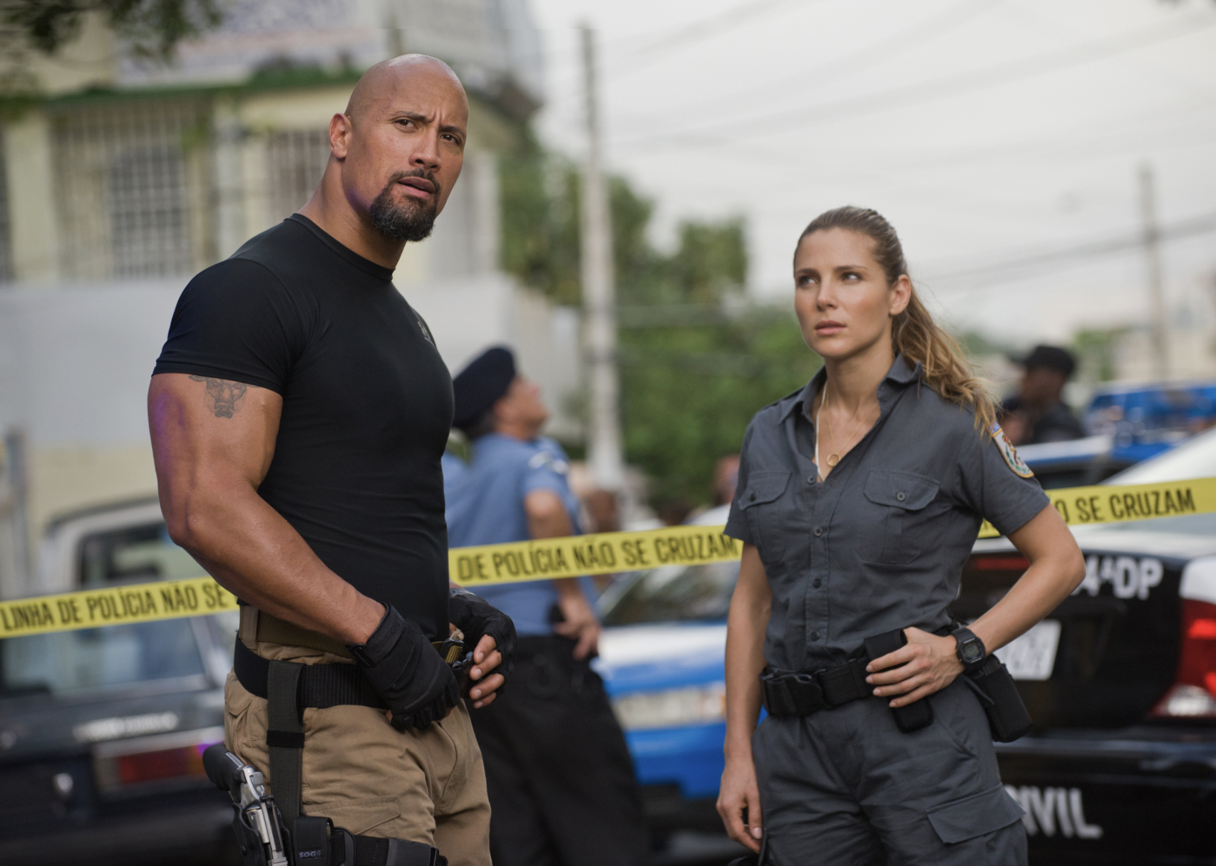 Dwayne Johnson and Elsa Pataky in a scene from "Fast Five"