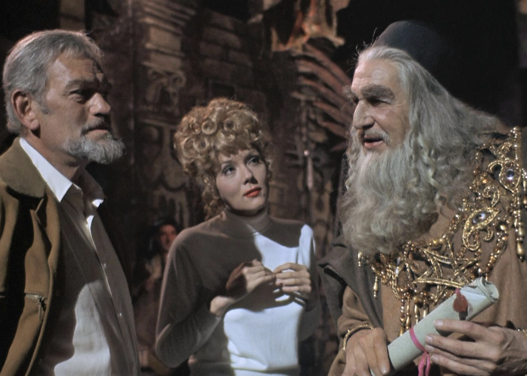 Vincent Price, Diana Rigg, and Harry Andrews in "Theater of Blood".
