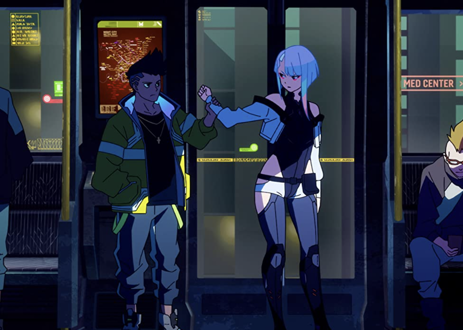 David Joseph Martinez and Aoi Yûki in "Cyberpunk: Edgerunners".