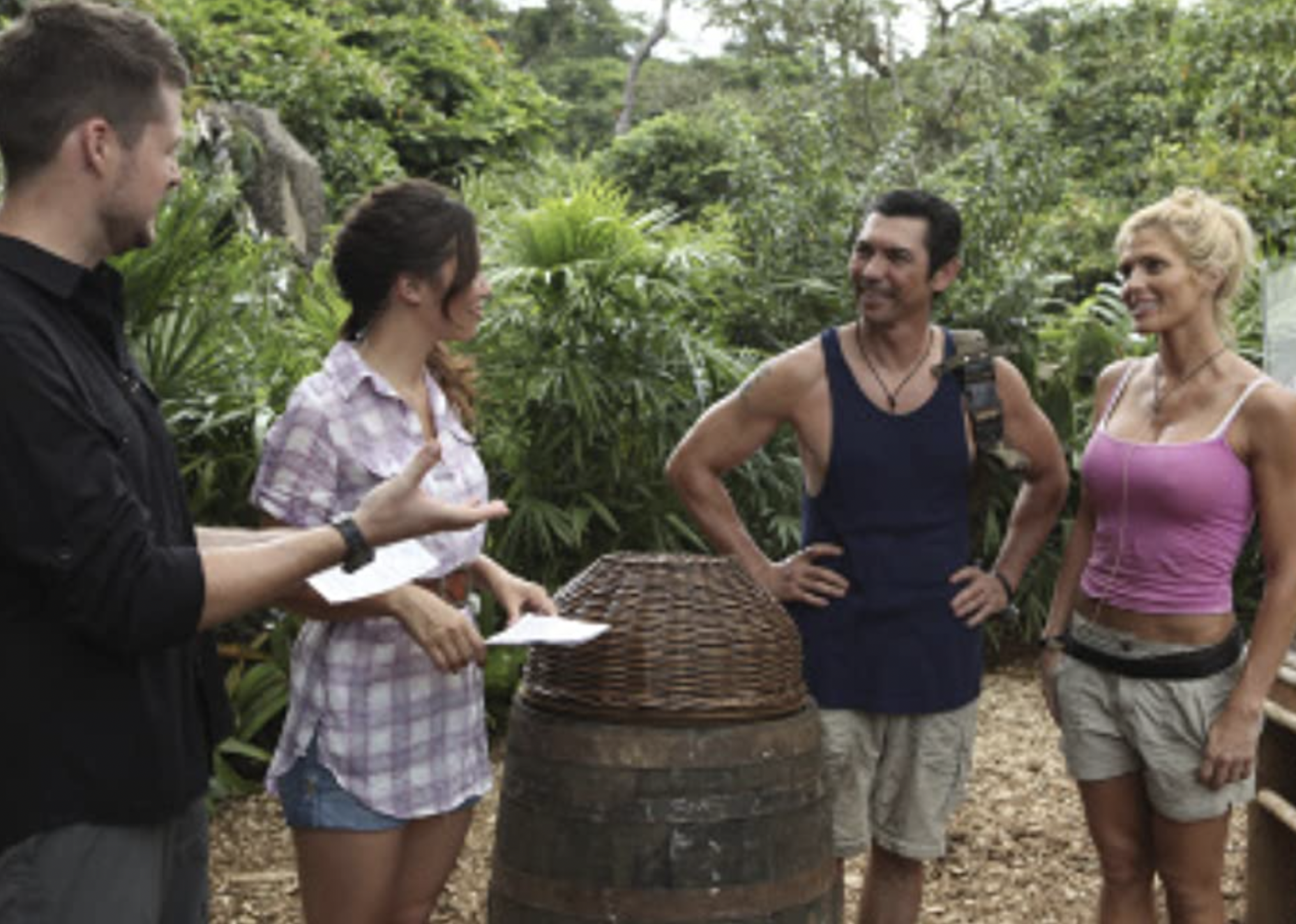 Lou Diamond Phillips, Torrie Wilson, and Damien Fahey in "I'm a Celebrity, Get Me Out of Here!"