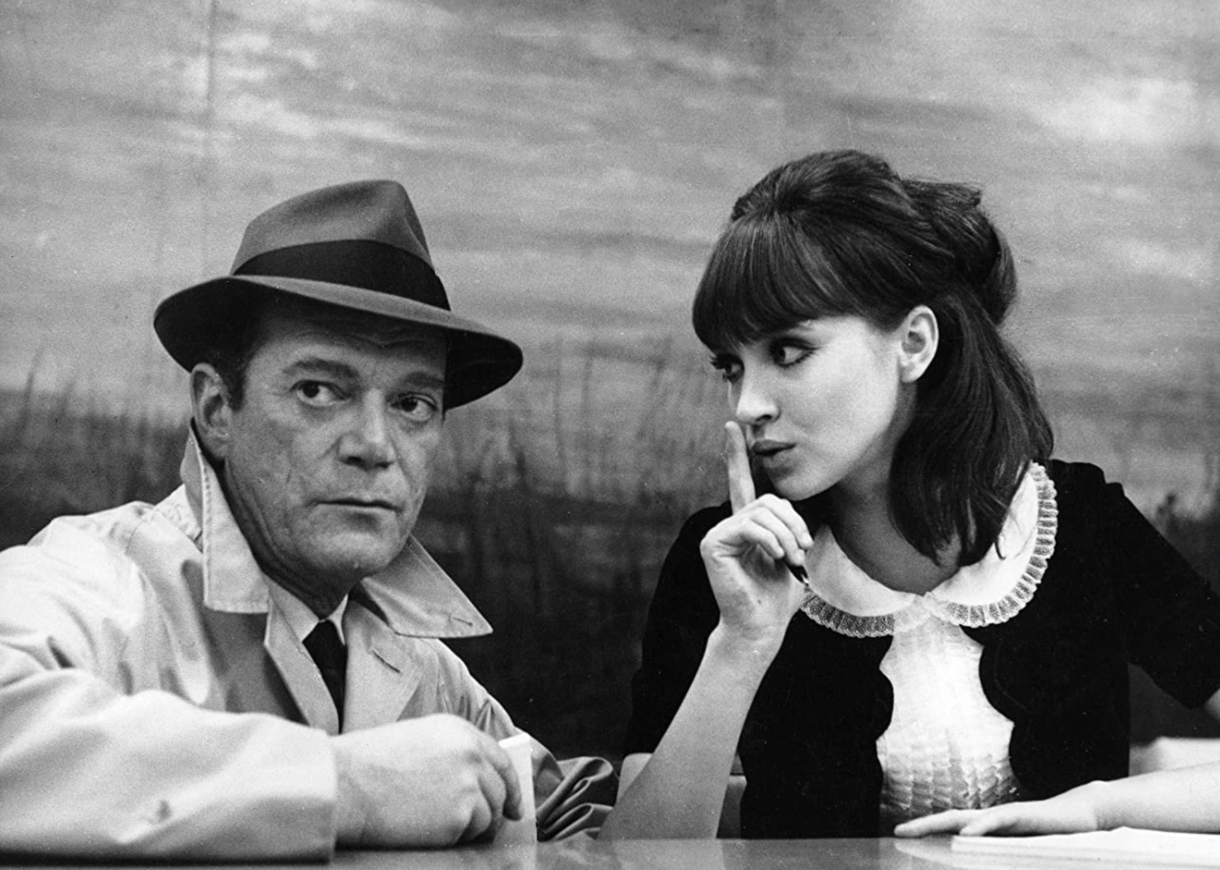 Eddie Constantine and Anna Karina in "Alphaville".