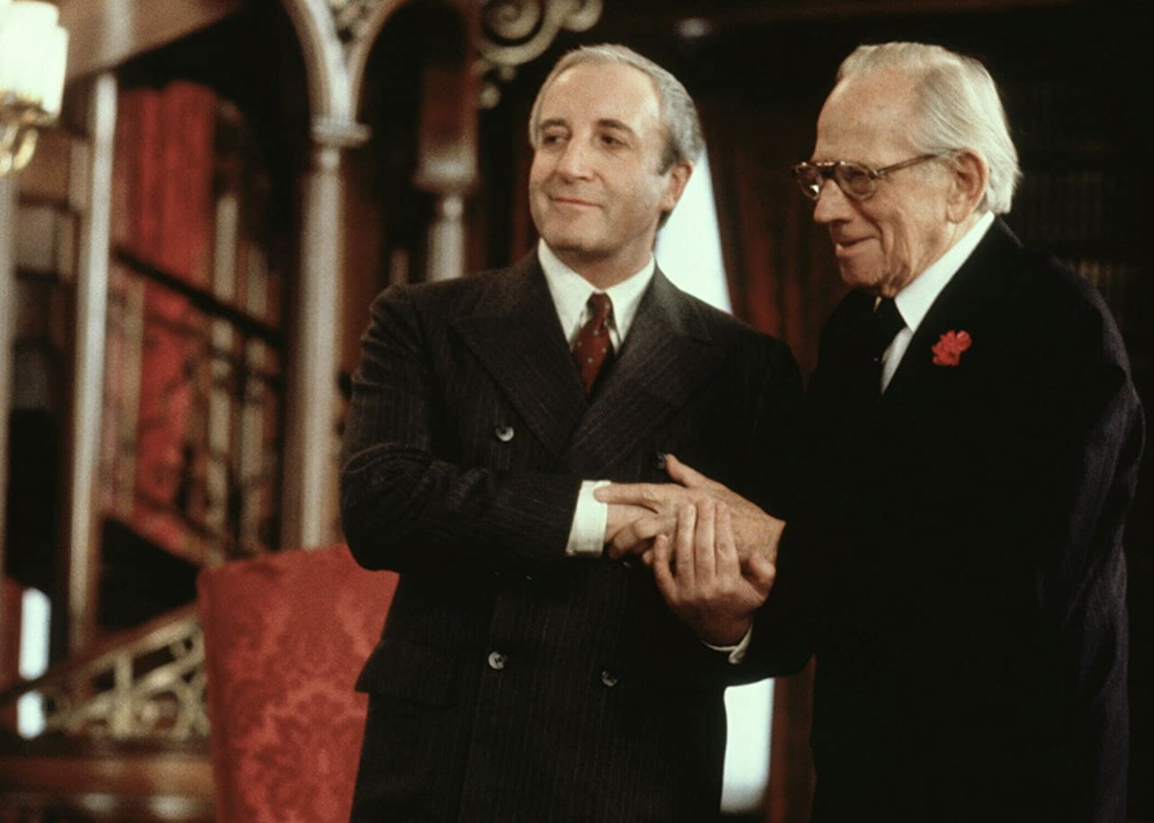 Peter Sellers and Melvyn Douglas in a scene from "Being There".