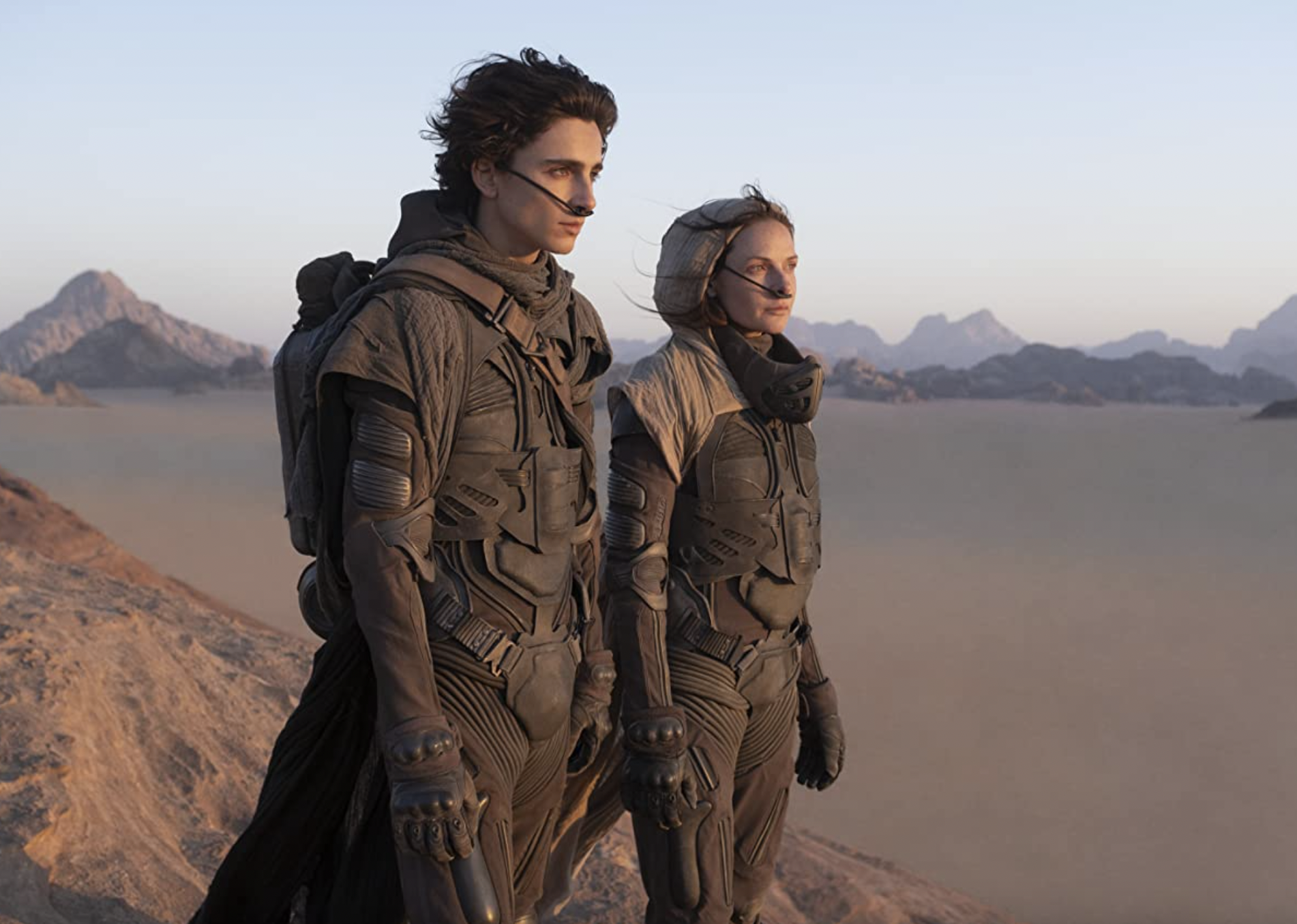 Rebecca Ferguson and Timothée Chalamet in "Dune".