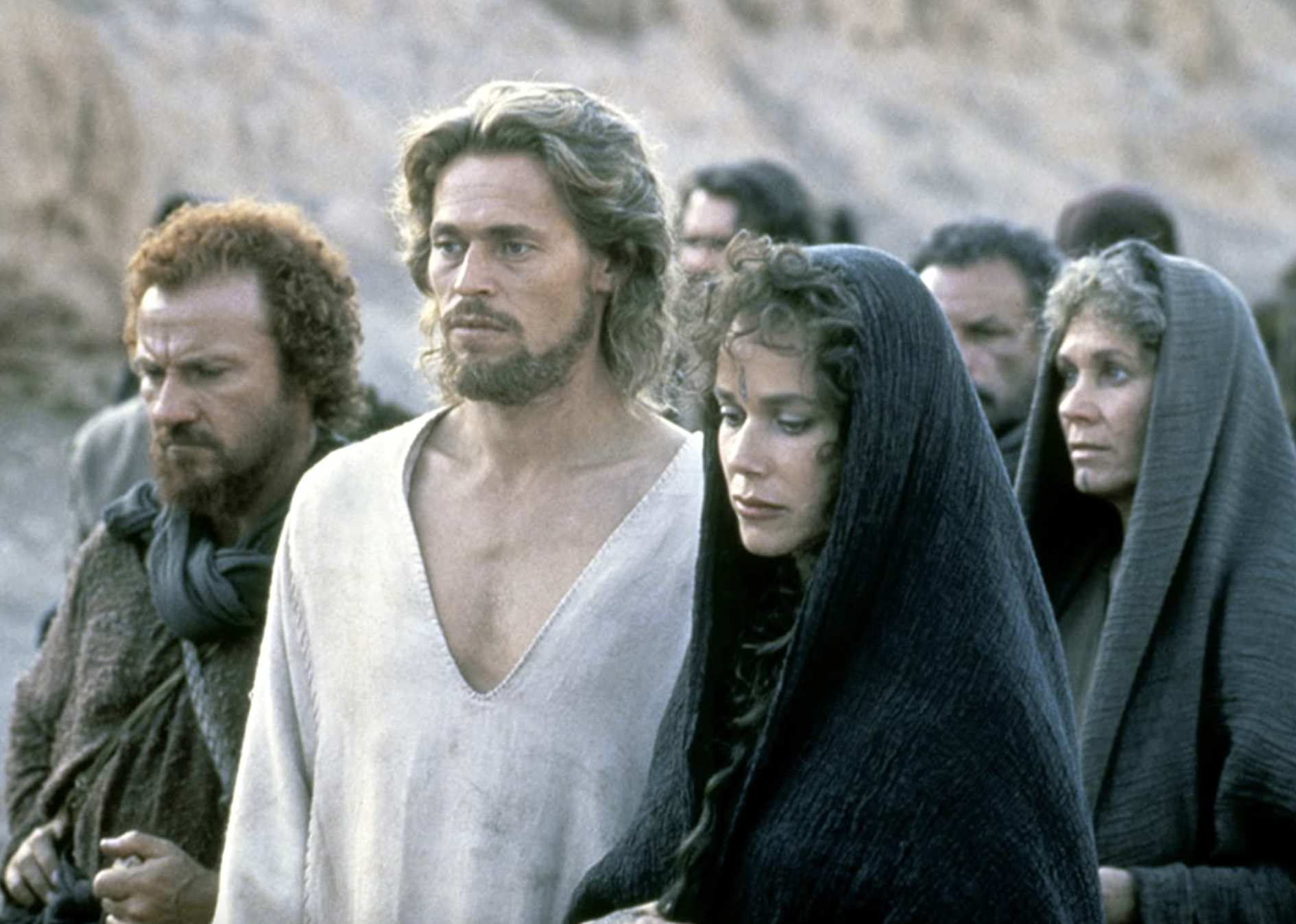 Harvey Keitel, Willem Dafoe, Barbara Hershey, Victor Argo, and Verna Bloom in "The Last Temptation of Christ".