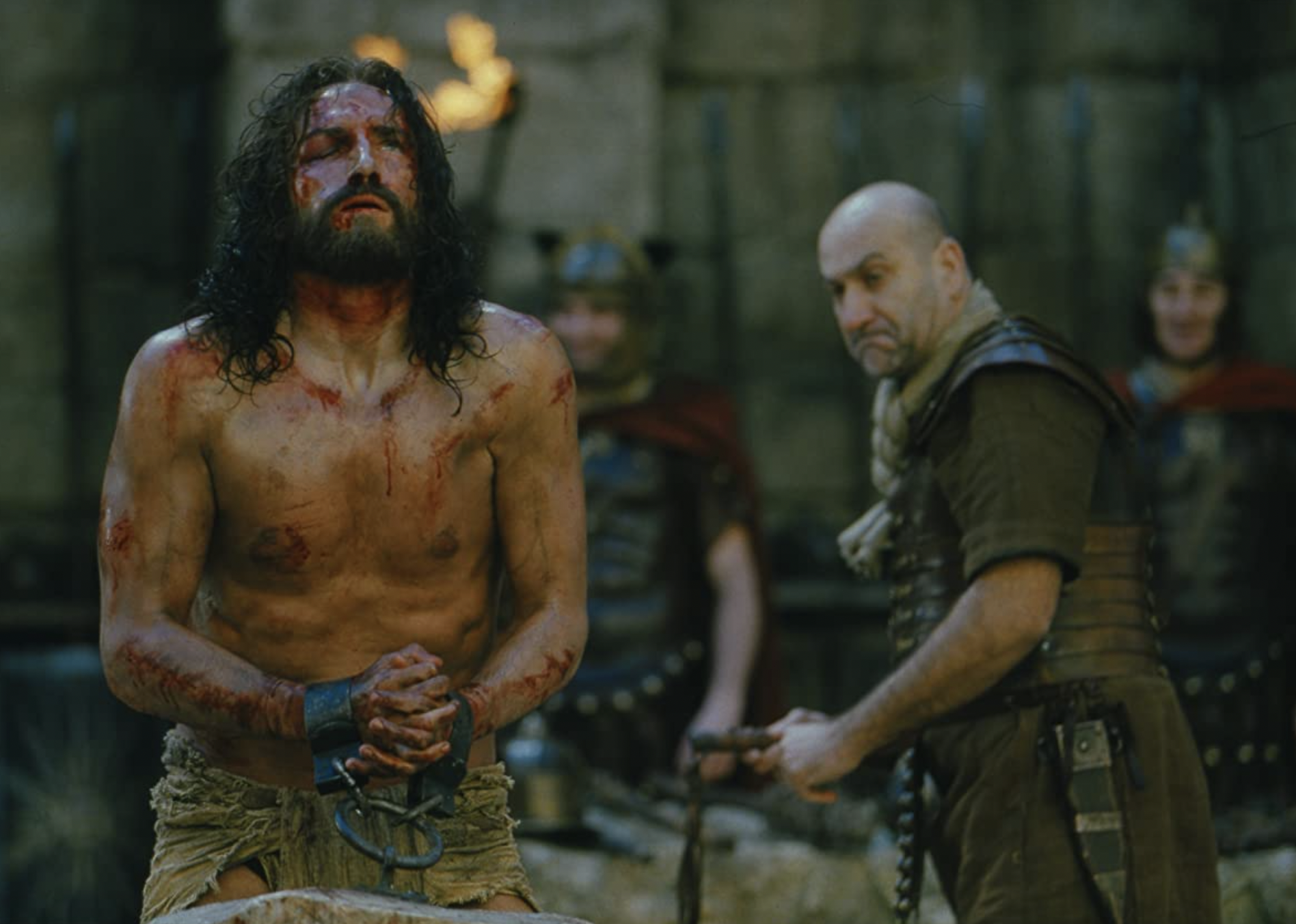 Jim Caviezel and Dario D'Ambrosi in "The Passion of the Christ".