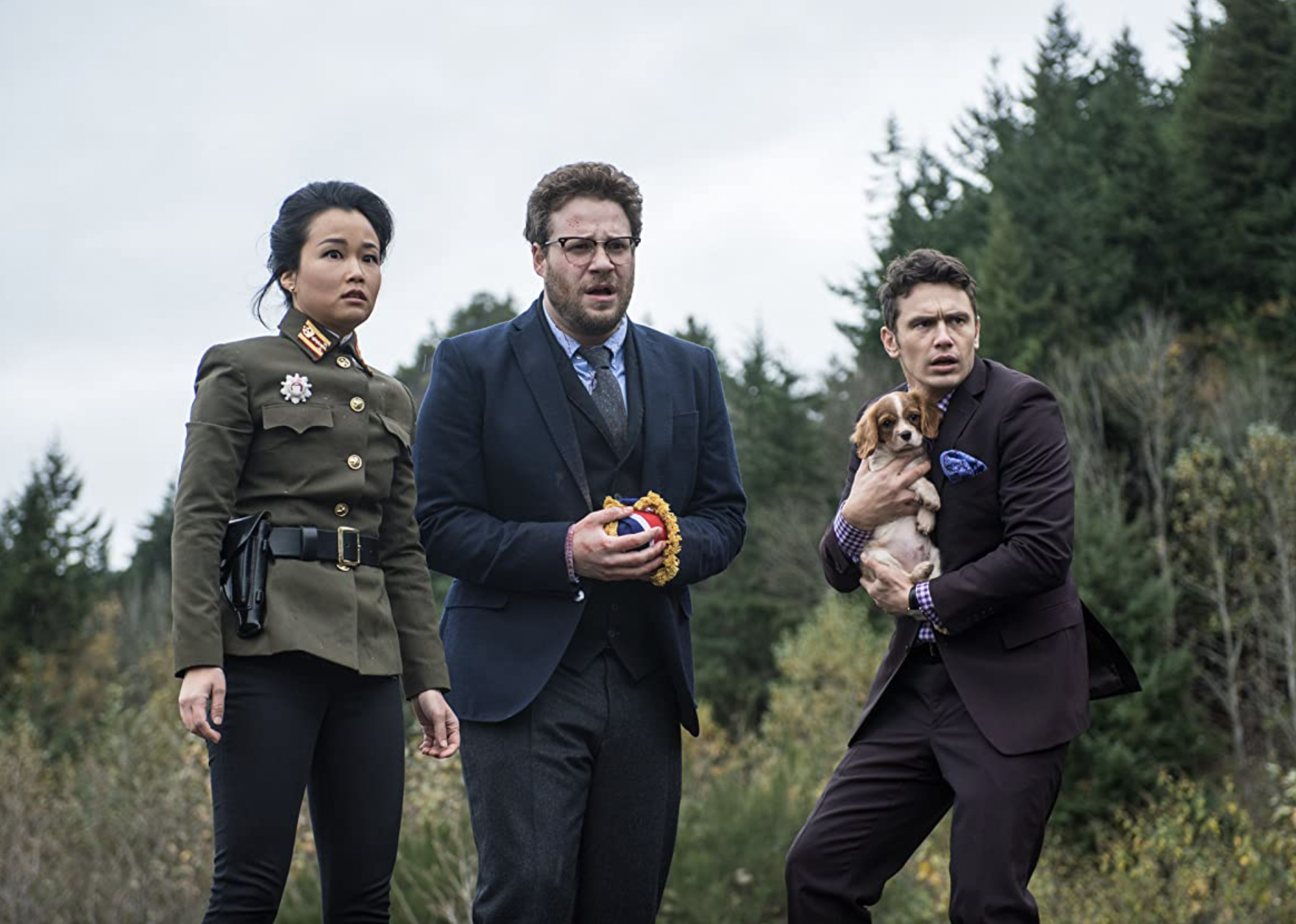 James Franco, Seth Rogen, and Diana Bang in "The Interview".