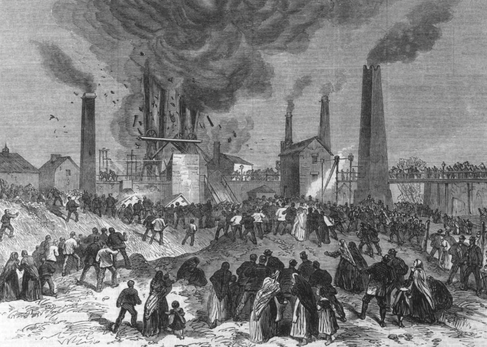 Illustration of the Second Explosion at the Oaks Colliery.