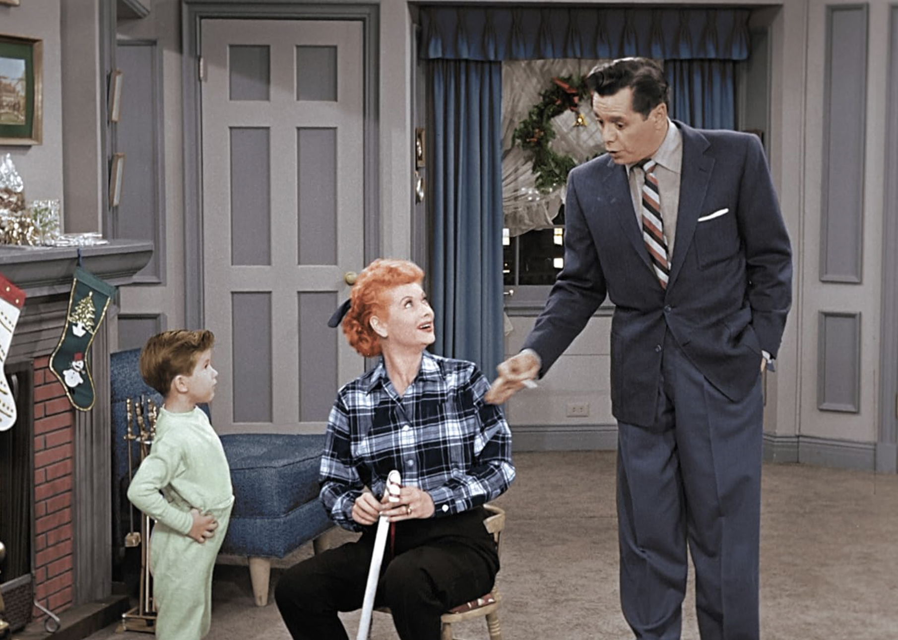 Desi Arnaz, Lucille Ball, and Richard Keith in "I Love Lucy".