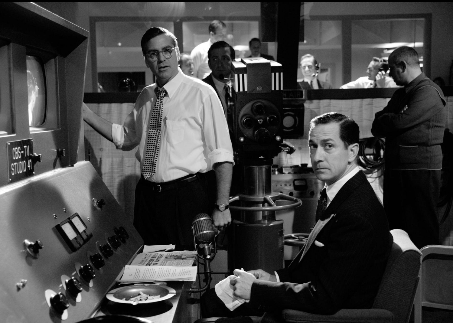 George Clooney and David Strathairn in "Good Night, and Good Luck"
