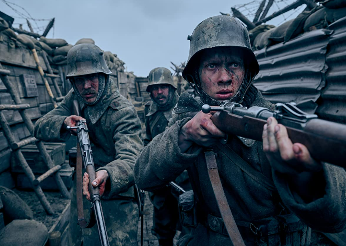 Felix Kammerer and Albrecht Schuch in a scene from "All Quiet on the Western Front".