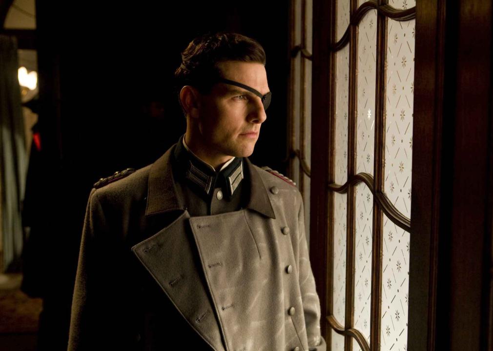 Tom Cruise in a German military uniform wearing an eye patch.