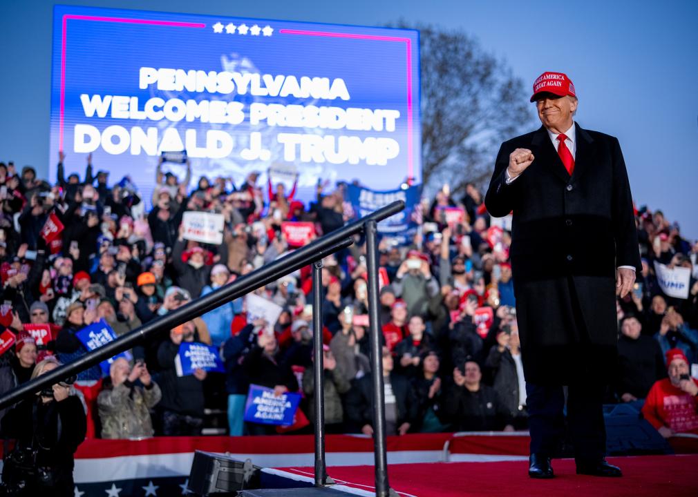 Trump at a rally in Pennsylvania.