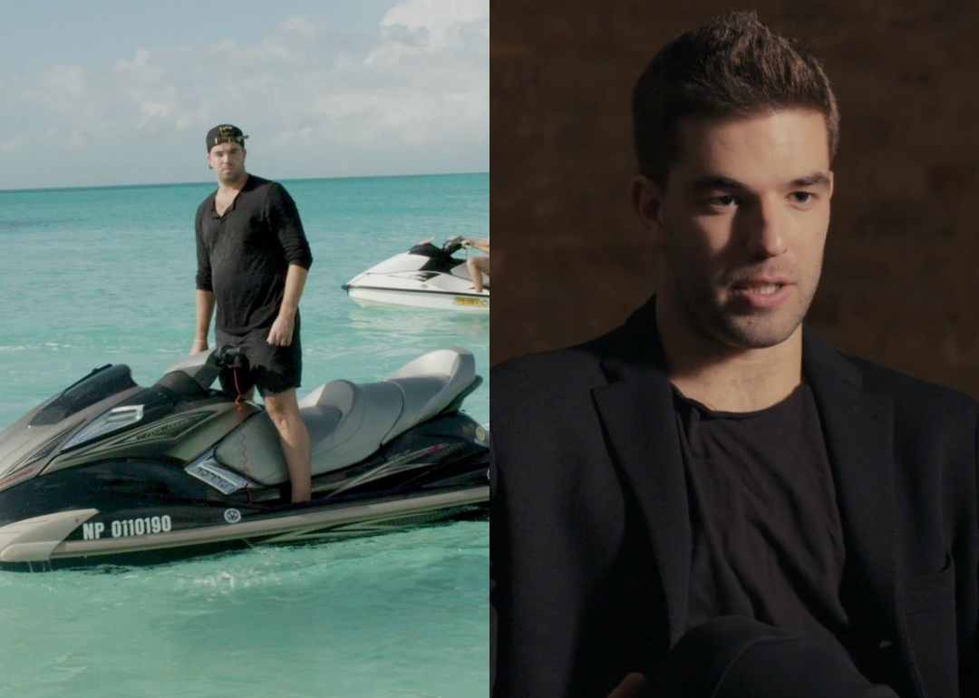 Split screen of scenes from 'Fyre' and 'Fyre Fraud' 