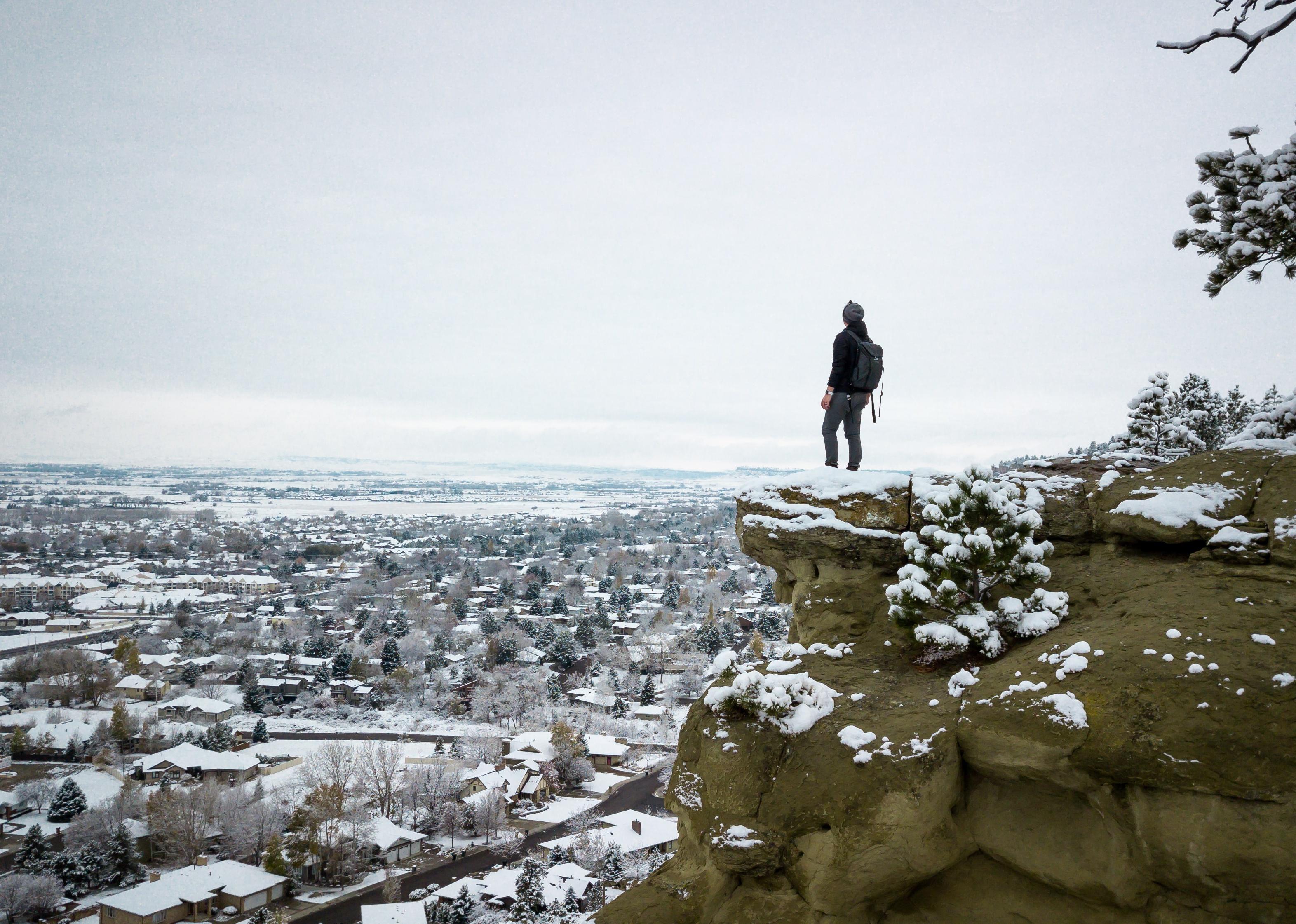 Scenic view of snowy Billings, Montana.