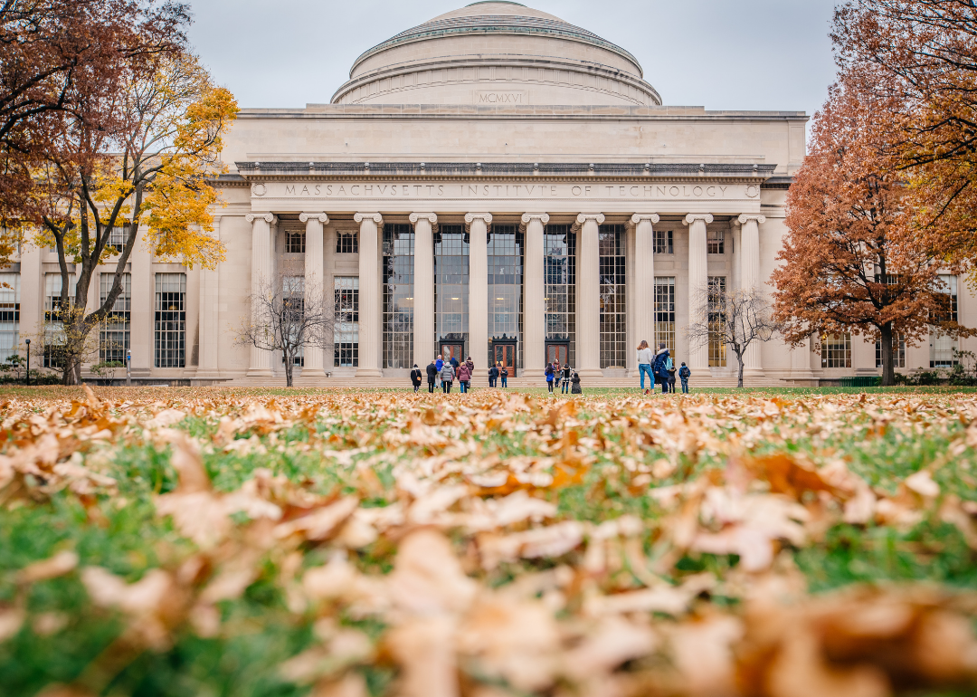 Students on MIT Campus in autumn.