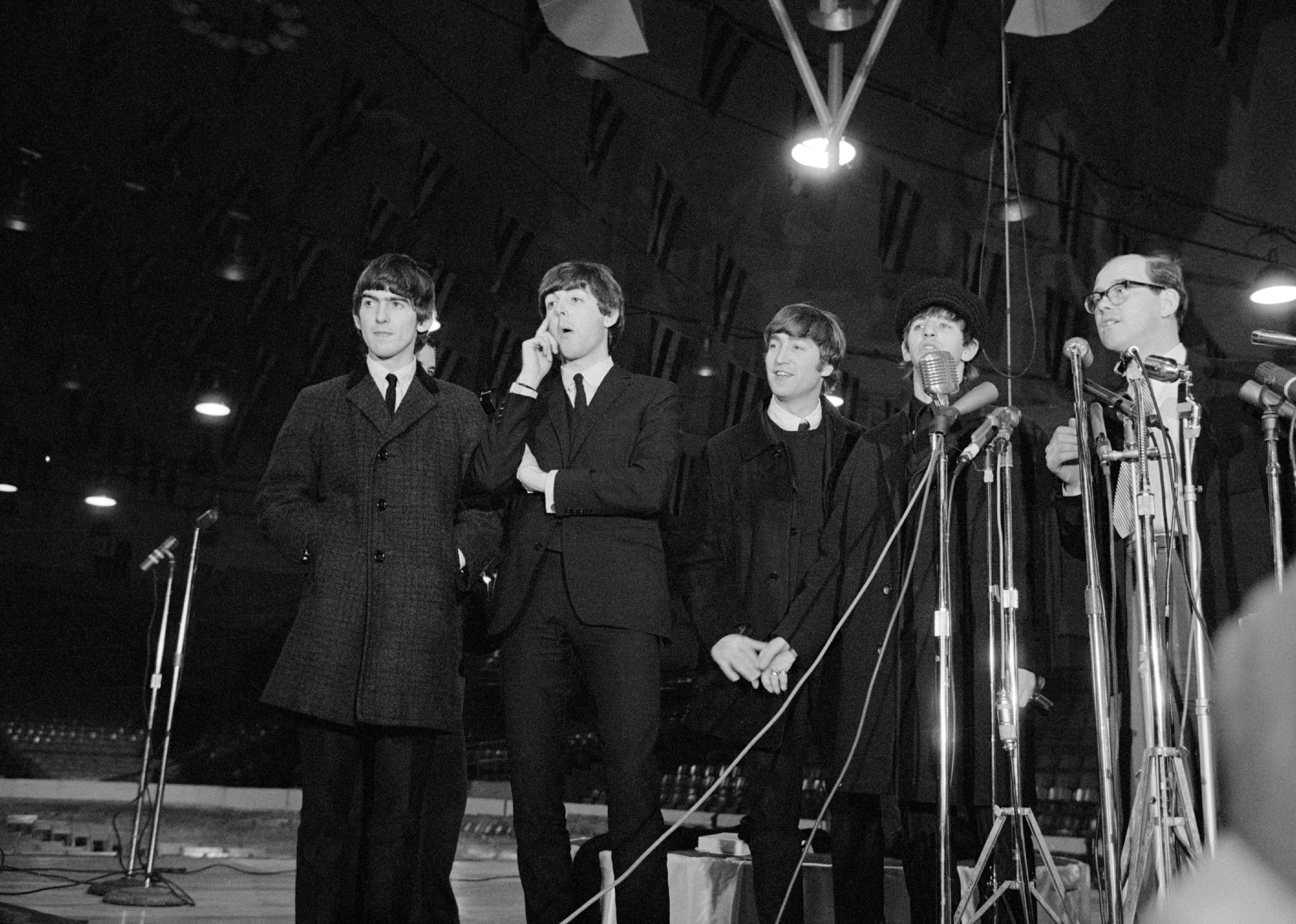 The Beatles onstage.