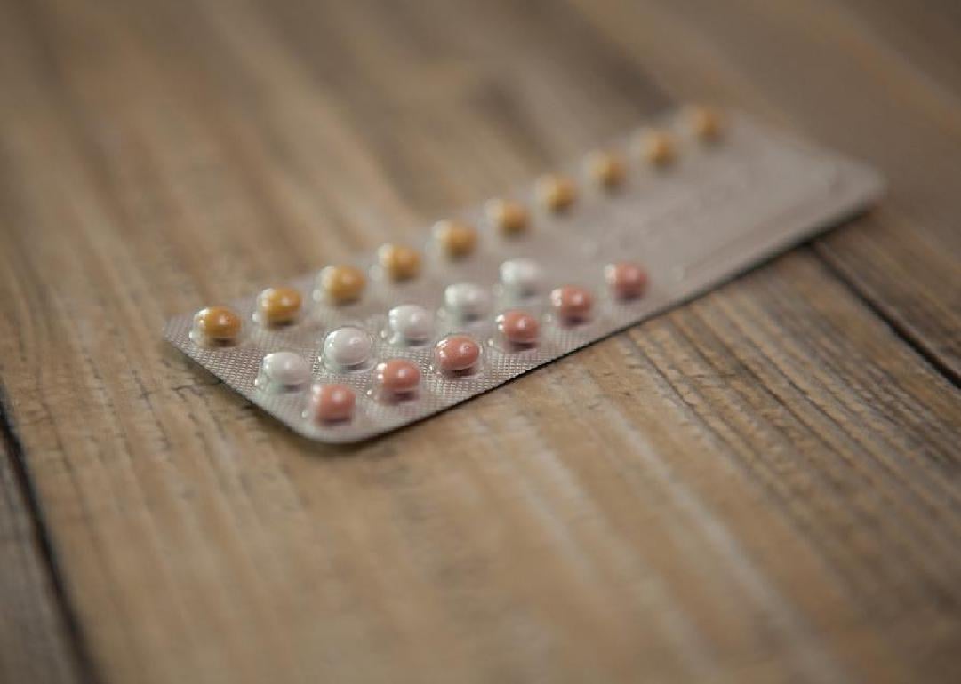 A foil packet of birth control pills. 