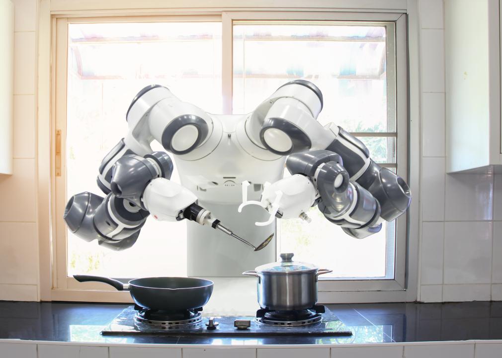 Kitchen robot cooking 
