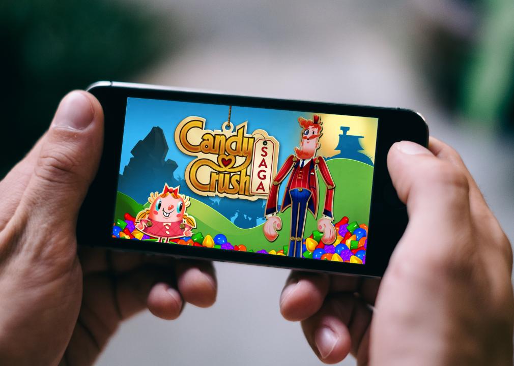 Candy Crush Saga game showed on an iPhone.