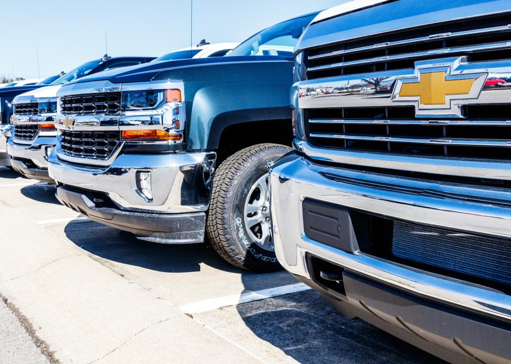 Chevrolet Trucks at a Chevy Dealership.