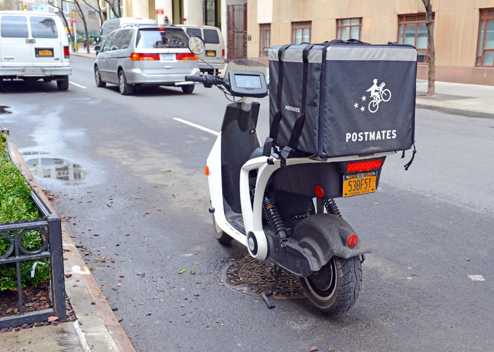 Postmates delivery bicycle in Manhattan