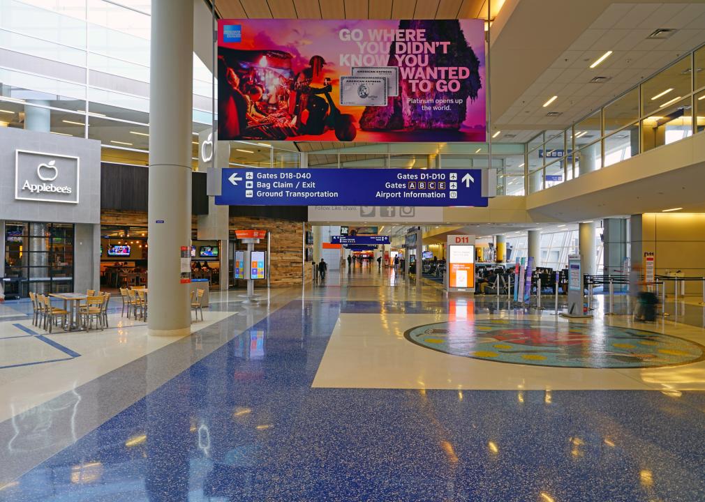 Inside view of the terminal at the Dallas-Fort Worth International Airport.