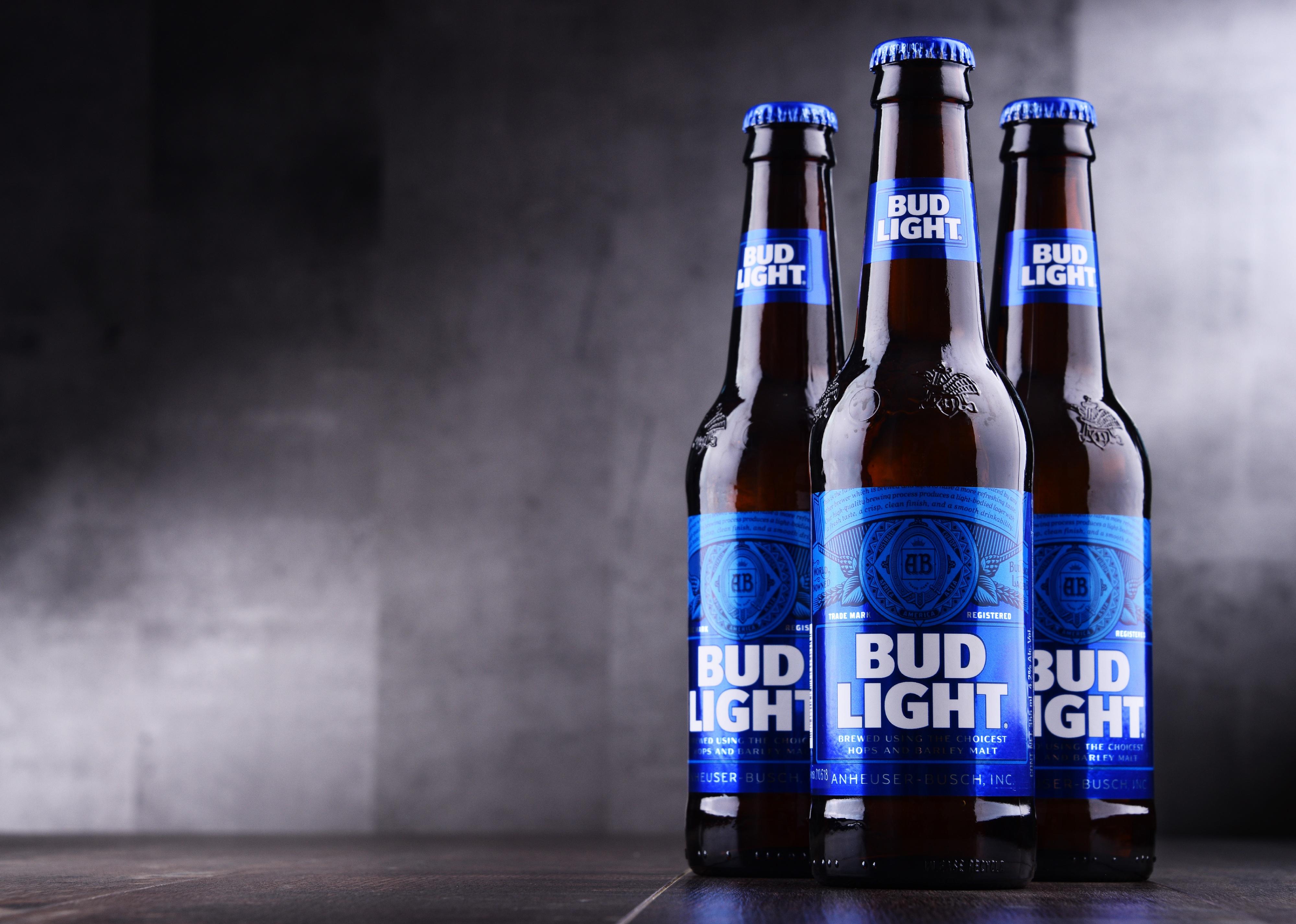 Bottles of Bud Light beer