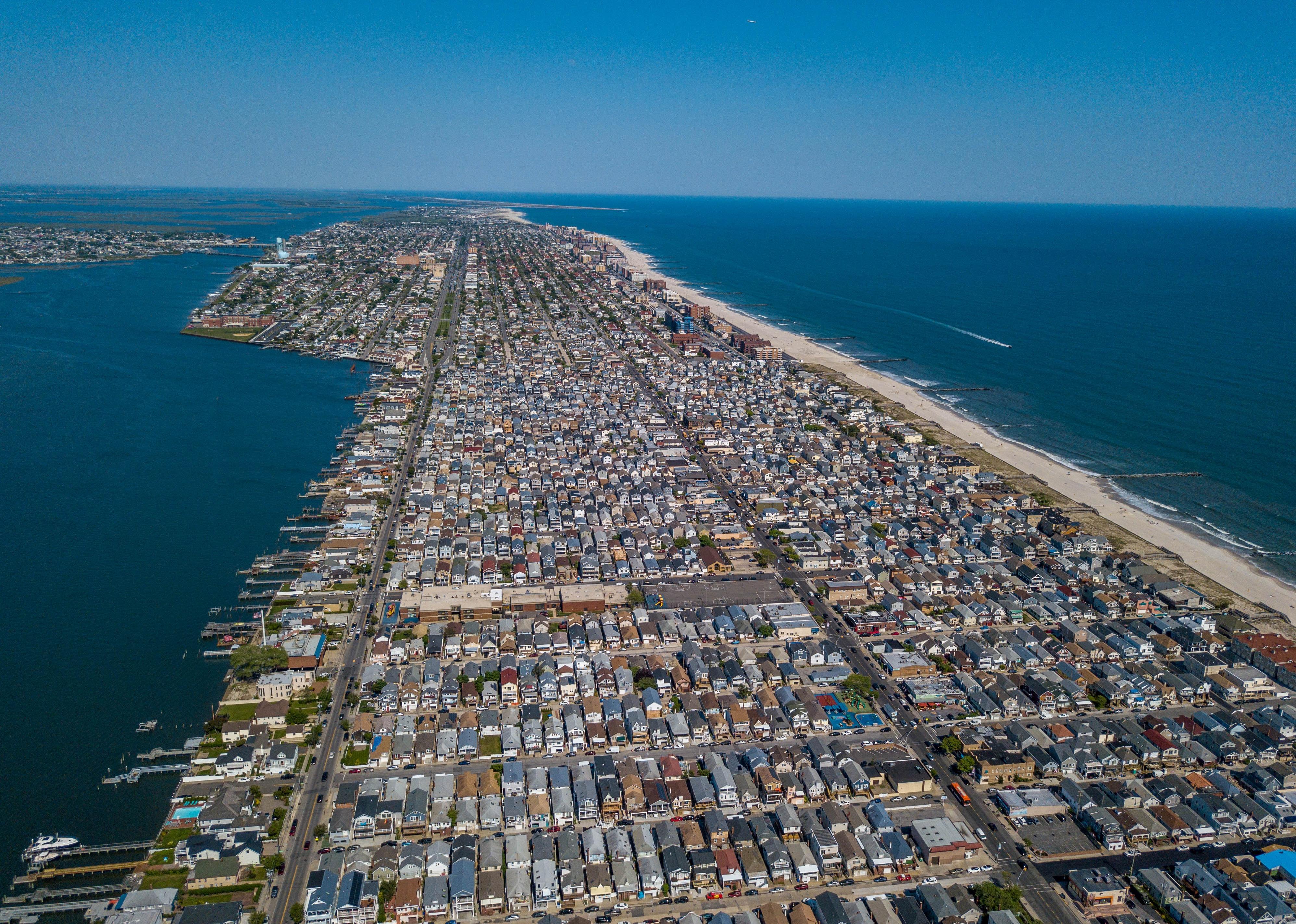 Aerial of East Atlantic beach, New York.