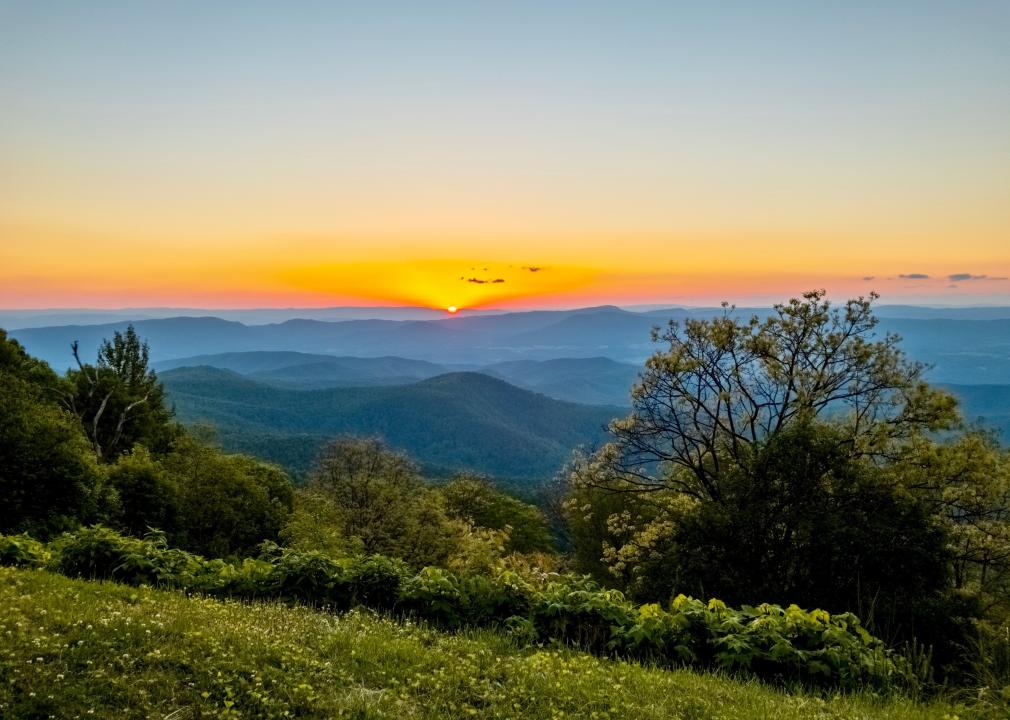 Sunset in Virginia along the Blue Ridge Parkway.