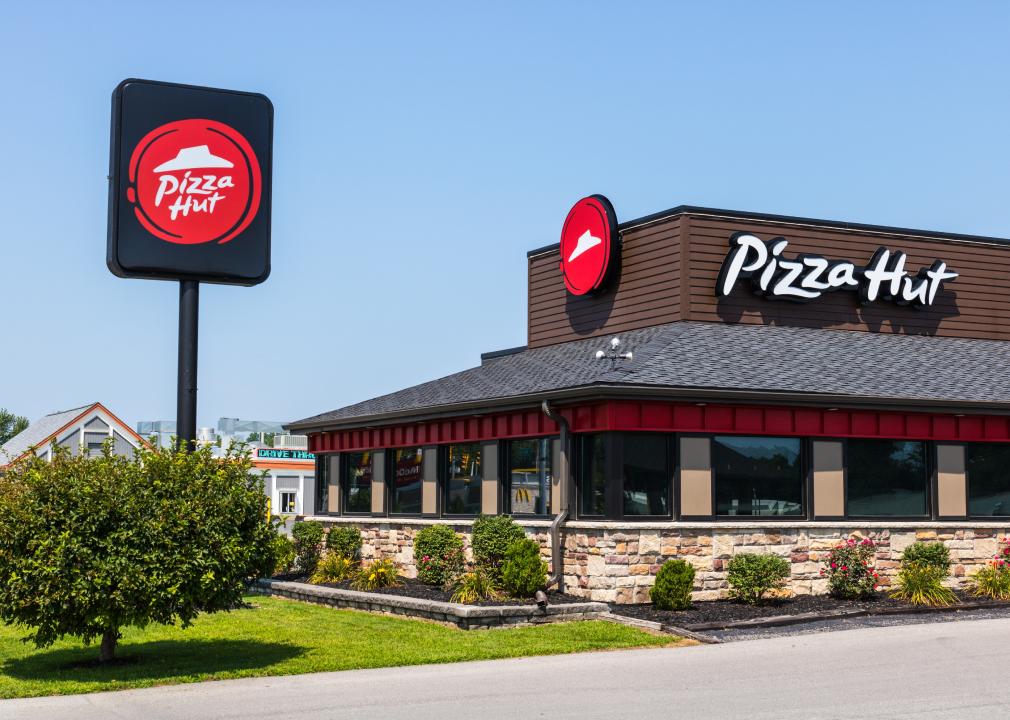 A standalone Pizza Hut restaurant. 