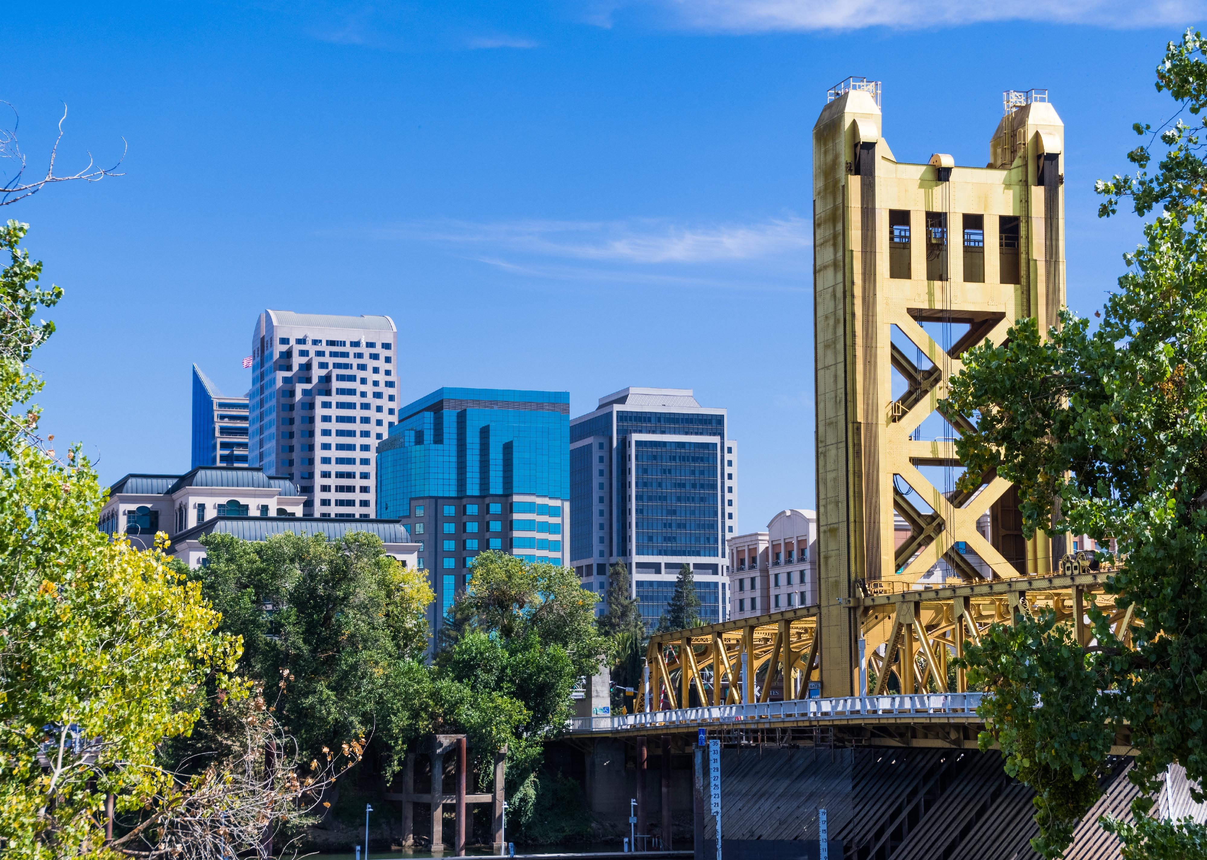 The Tower Bridge and downtown Sacramento.