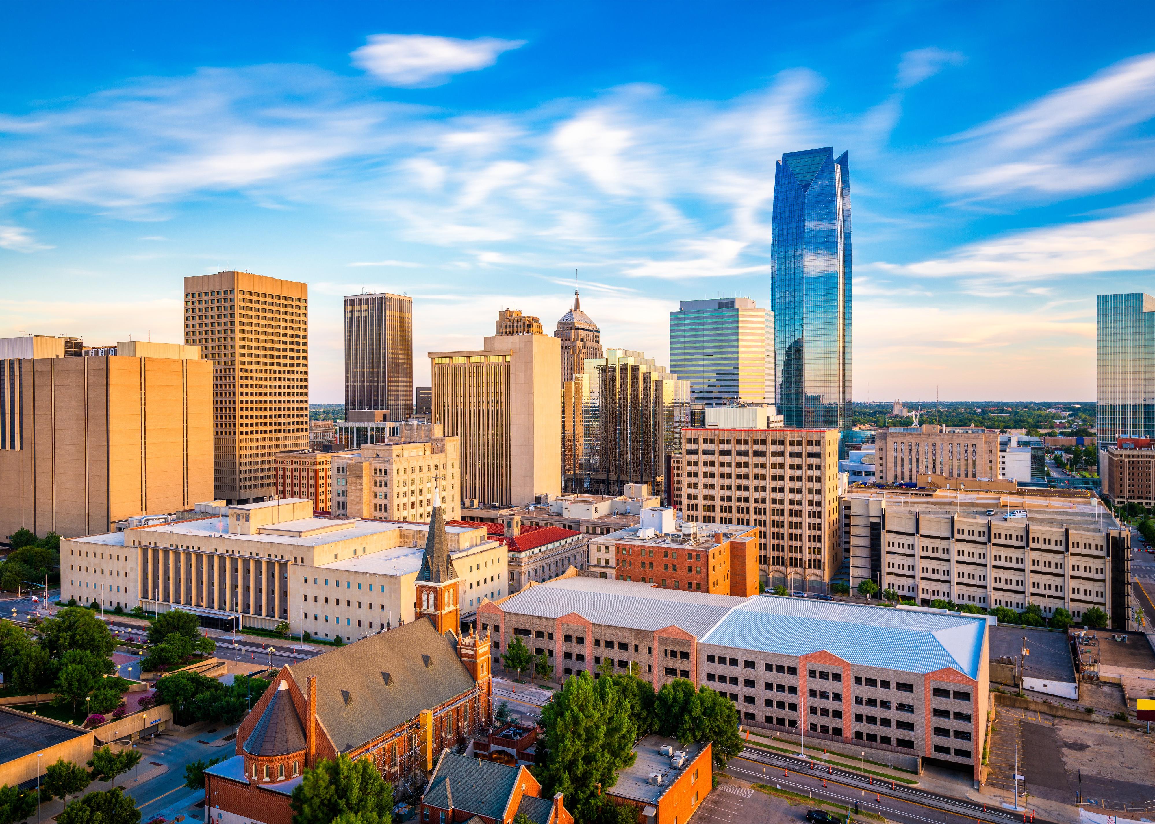 Oklahoma City downtown skyline in the afternoon.