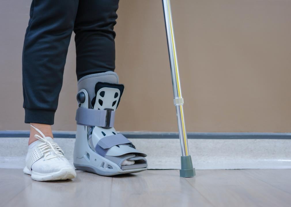 Close up of patient with orthopedic boot