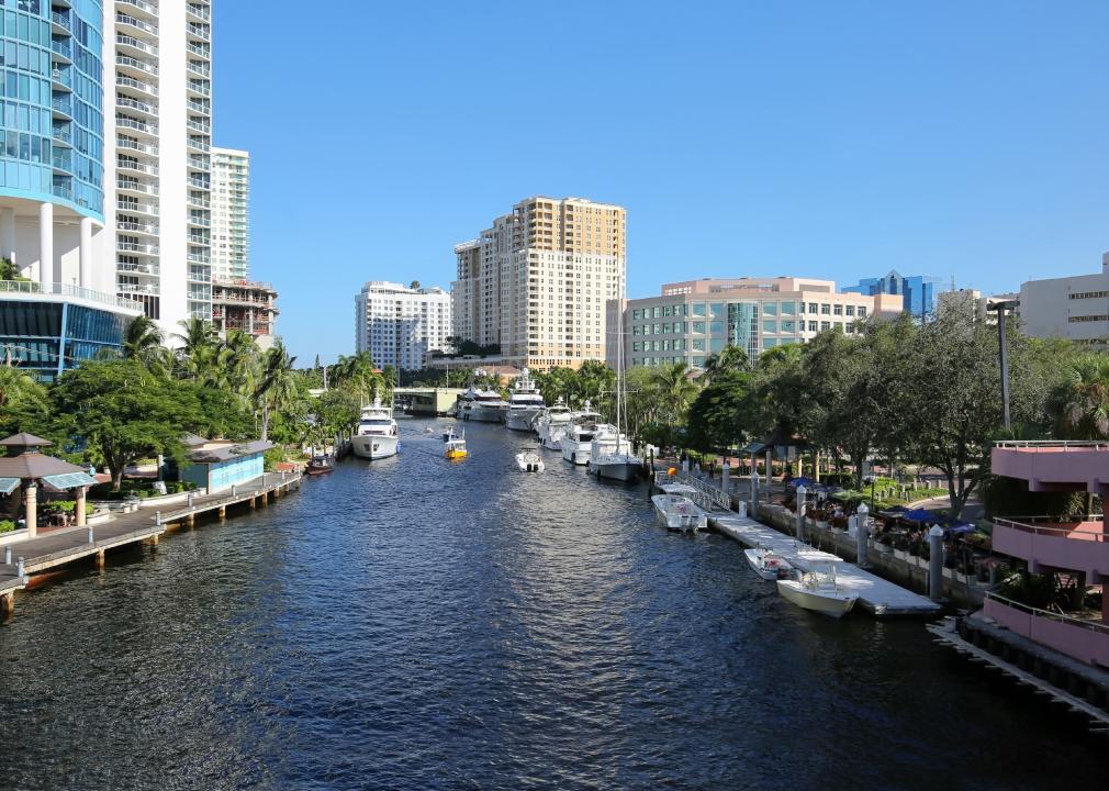 Fort Lauderdale waterway and boats docked.