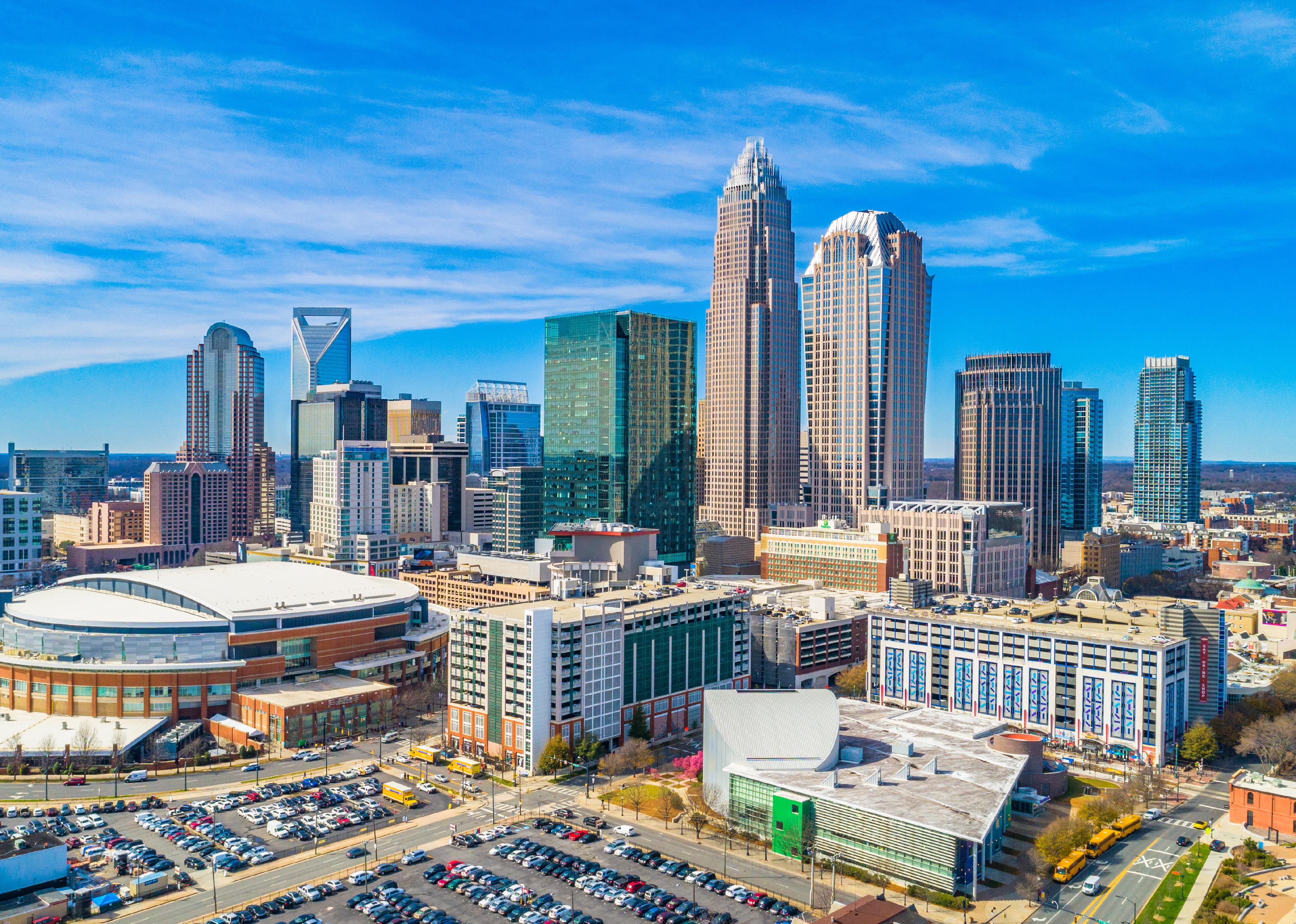 Aerial view of downtown Charlotte.