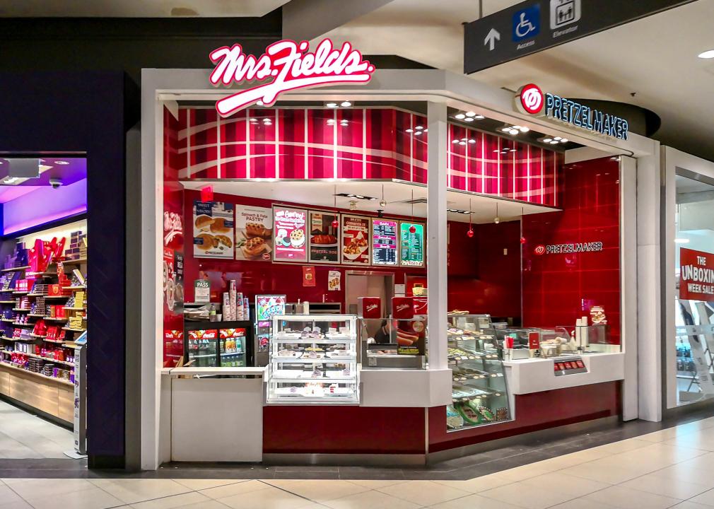 Mrs. Fields booth in Eaton Centre shopping mall in Toronto.