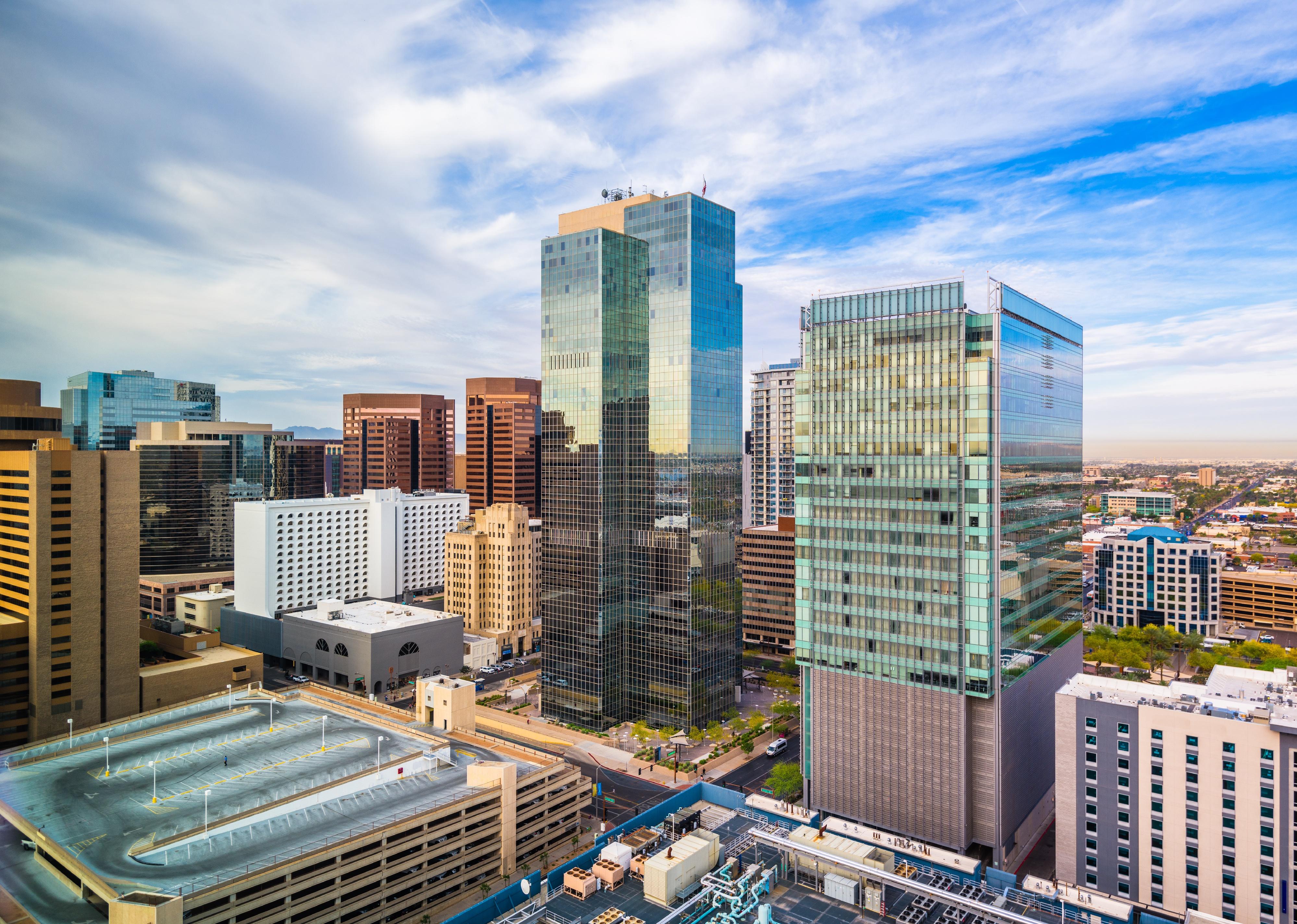 Phoenix cityscape in downtown in the afternoon.