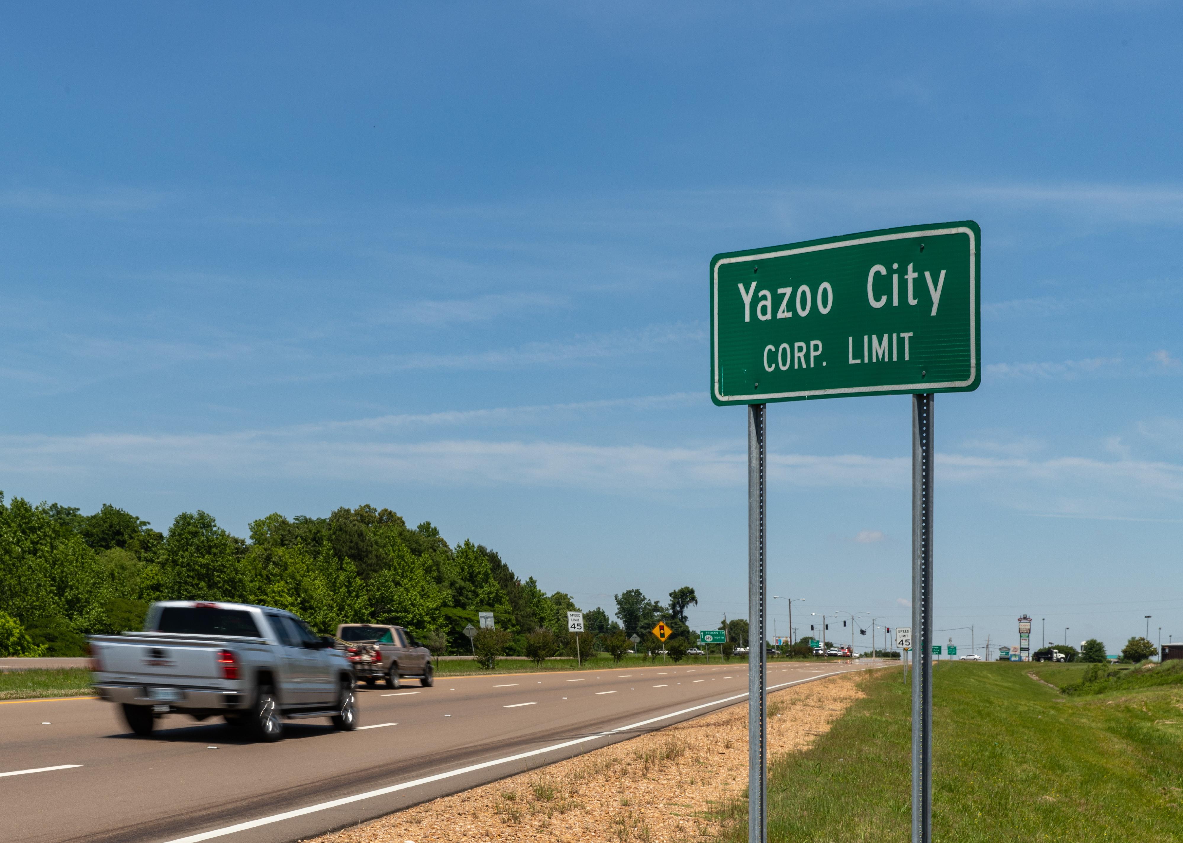 Yazoo City Corp limit sign.